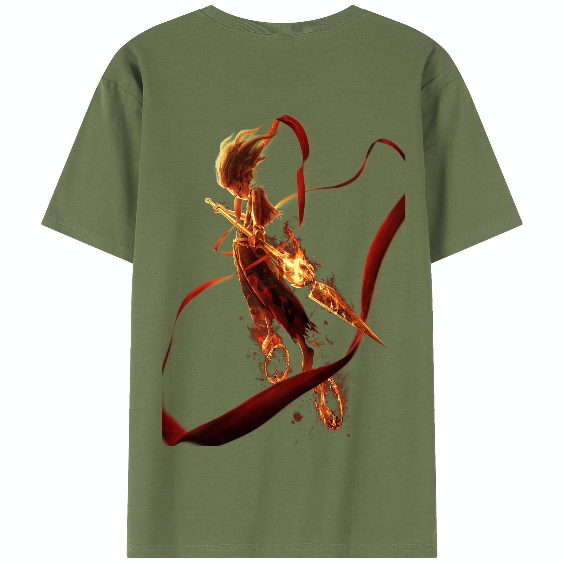 （画像用） Ne Zha 2 ナタ 魔童の大暴れ 綿100％半袖Tシャツ（背面プリント）